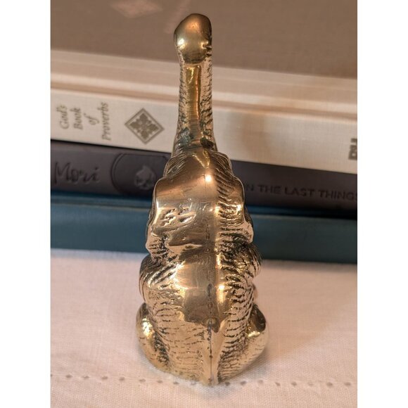 Brass Elephant Figurine Raised Trunk Decorative Accent For Shelf Or Desk 3.5" - Picture 4 of 8